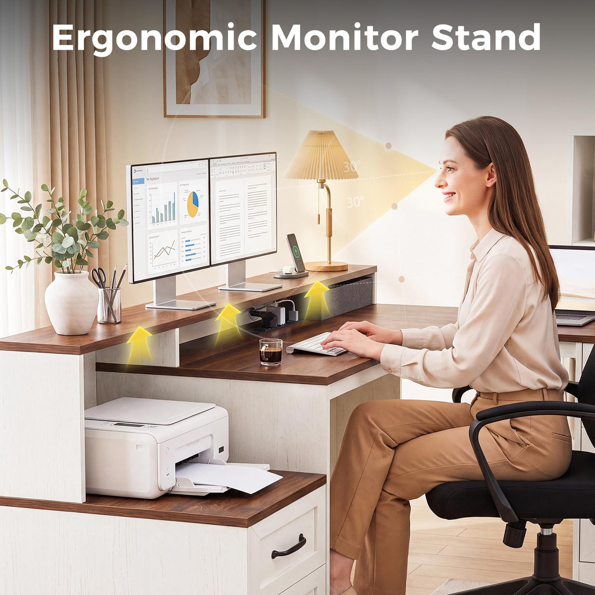 68 Inch L Shaped Executive Desk with Drawers G45649