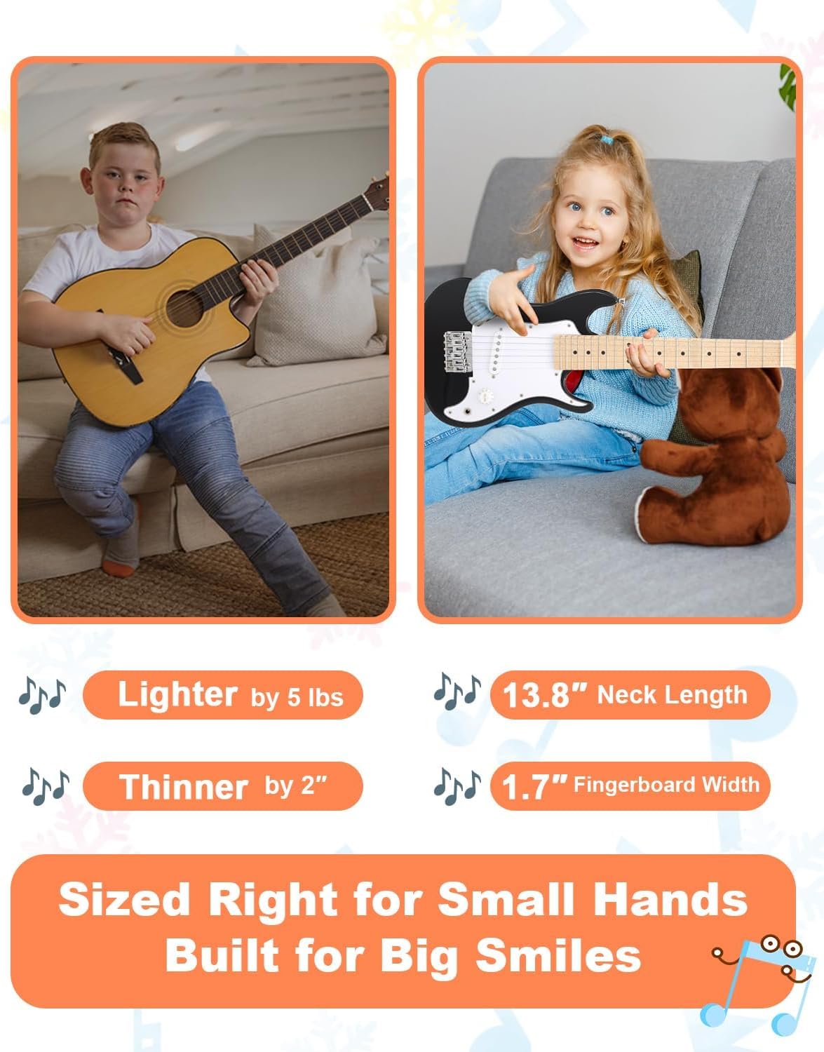 30 Inch Kids Electric Guitar Kit with 5W Amp Black C5660