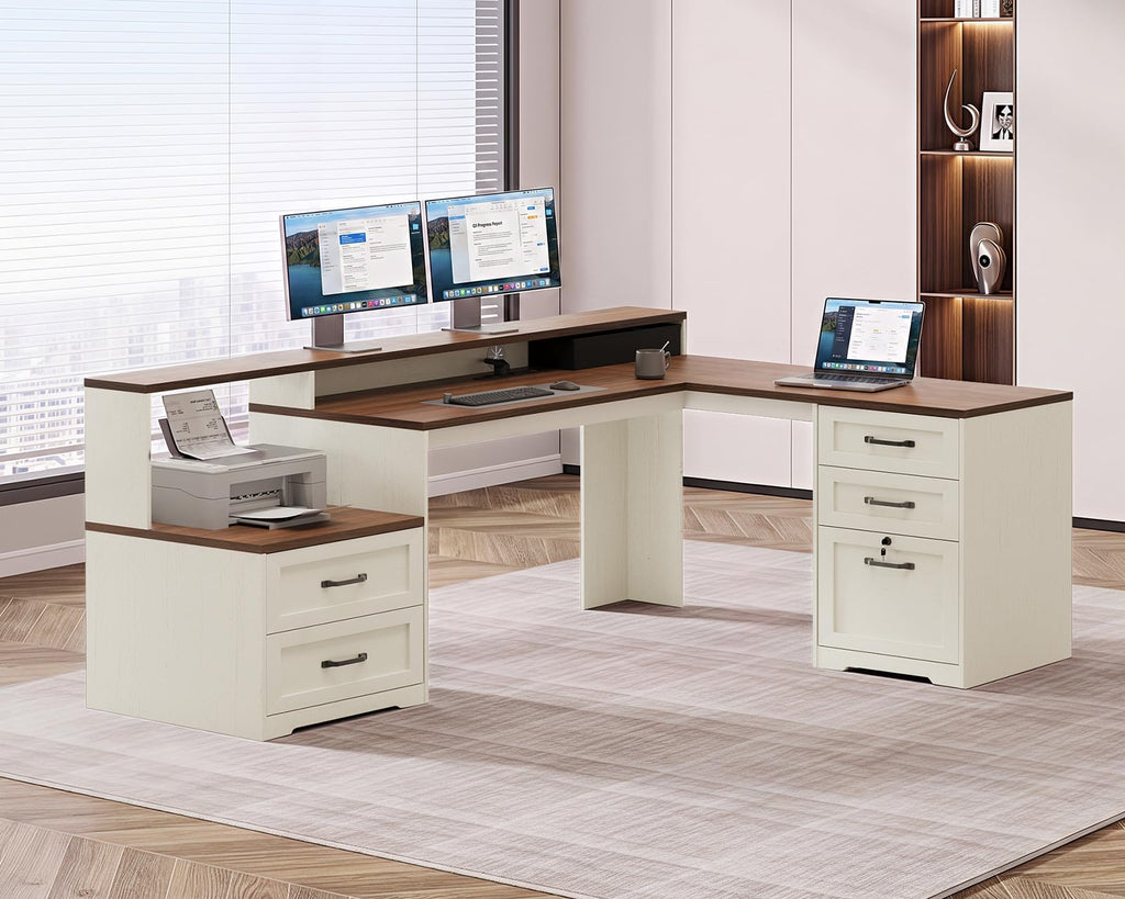 68 Inch L Shaped Executive Desk with Drawers G45649