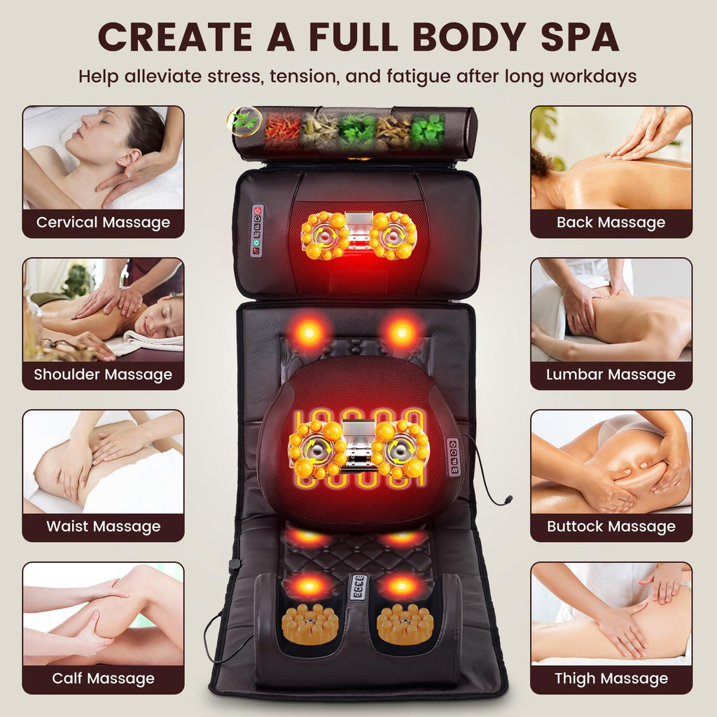 Full Body Massage Mat with 10 Vibration Heads, 9 Speeds & 3 Heat Levels R4346