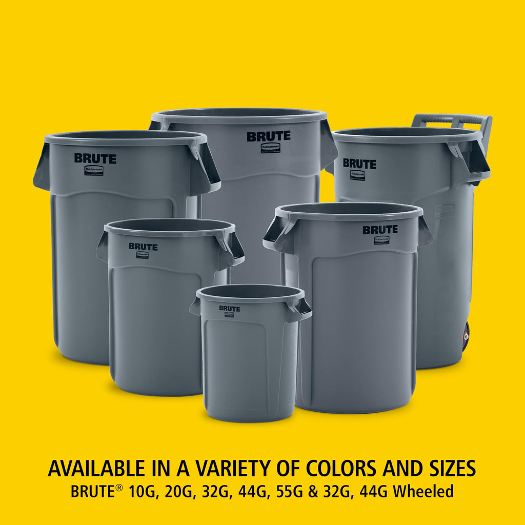 44-Gallon Gray Heavy-Duty Round Trash Container E960