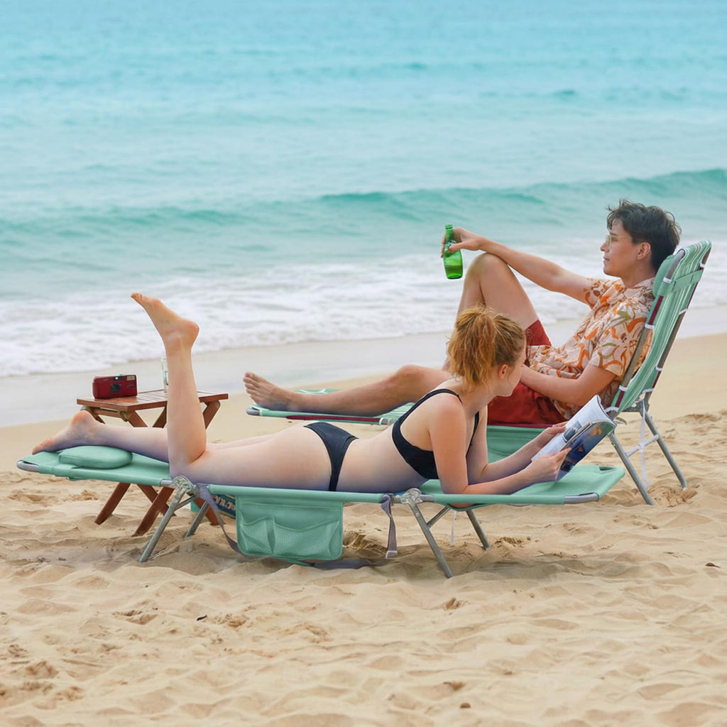 Portable Folding Beach Chair with Face Hole V45671