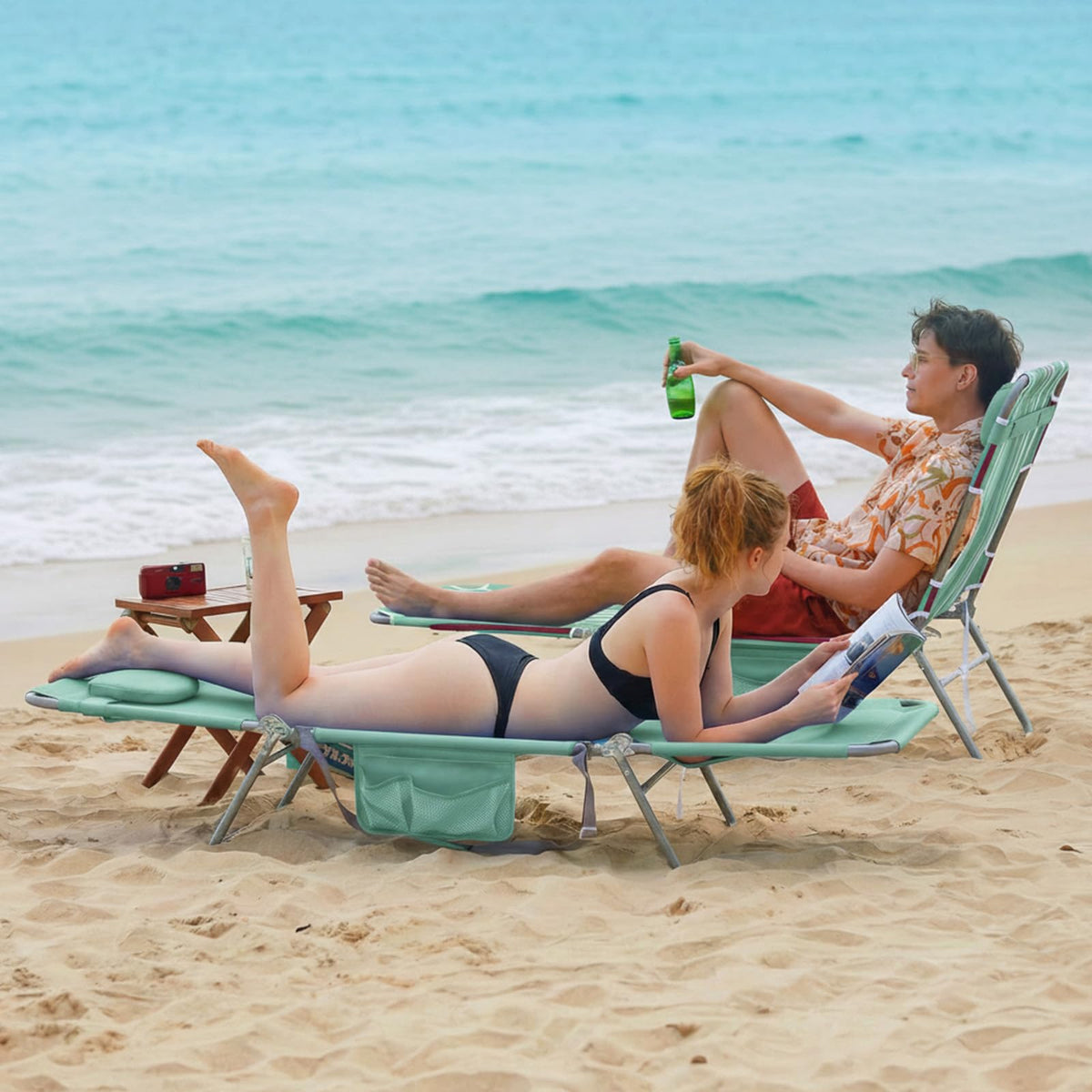 Portable Folding Beach Chair with Face Hole V45671