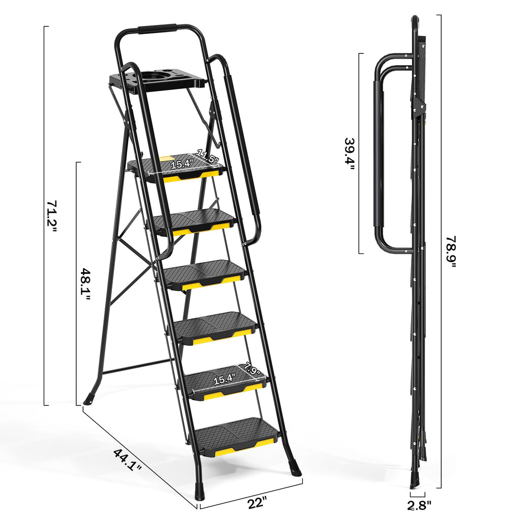 Steel Step Ladder with Handrail U391241