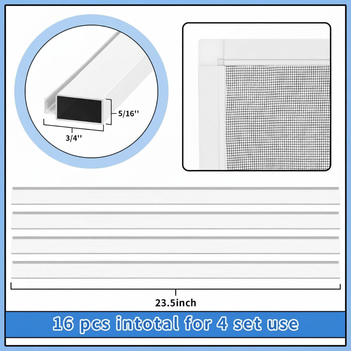 4 Pack Window Screen Kit with Aluminum Frame White 40'' X 40'' G71564
