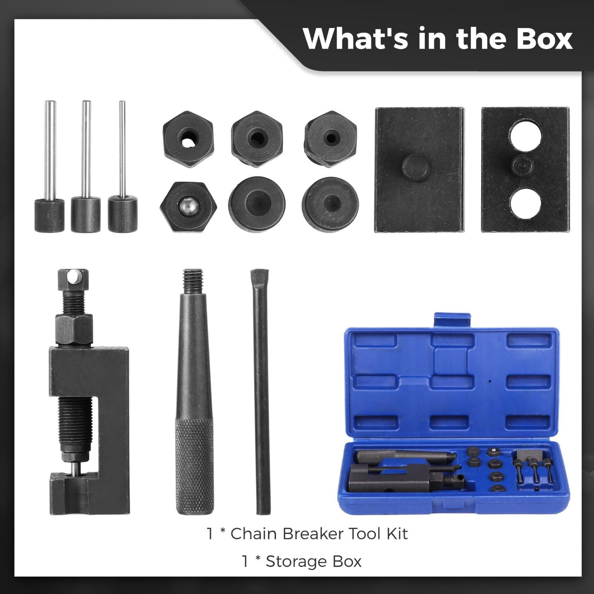 15 Pc Motorcycle Chain Breaker Tool Kit with Storage Box U132699