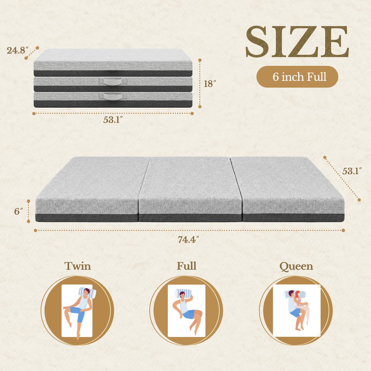 6 Inch Tri-Fold Memory Foam Mattress G9612