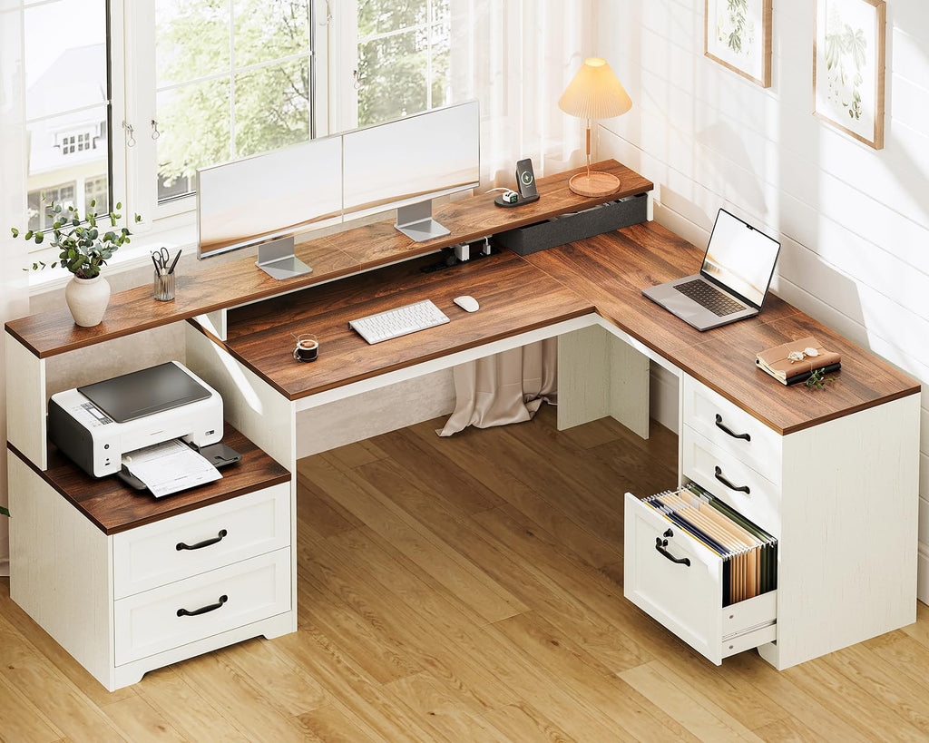 68 Inch L Shaped Executive Desk with Drawers G45649