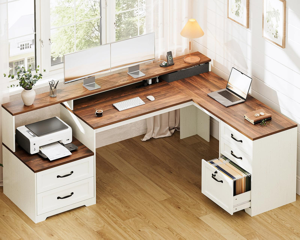 68 Inch L Shaped Executive Desk with Drawers G45649