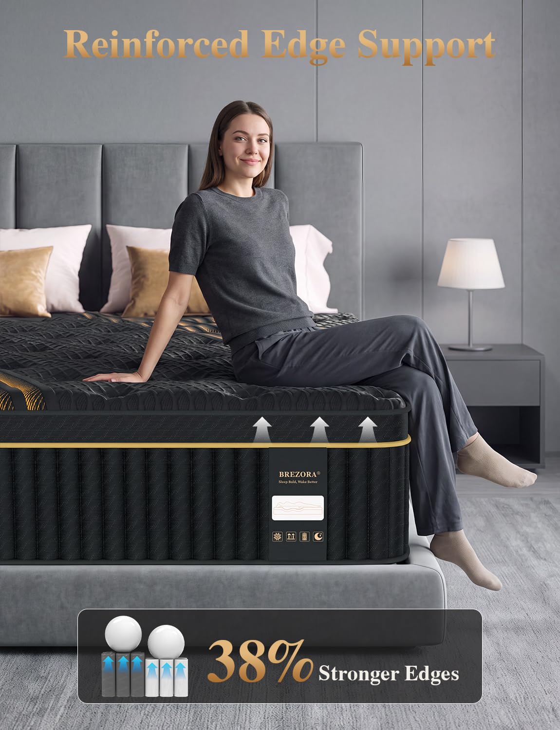 Full Size Firm 14 Inch Cooling Hybrid Mattress in a Box T735966