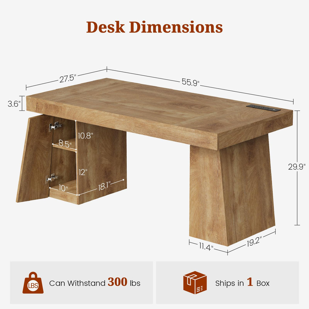 55.9" Executive Desk with Storage & Power Outlets L457437