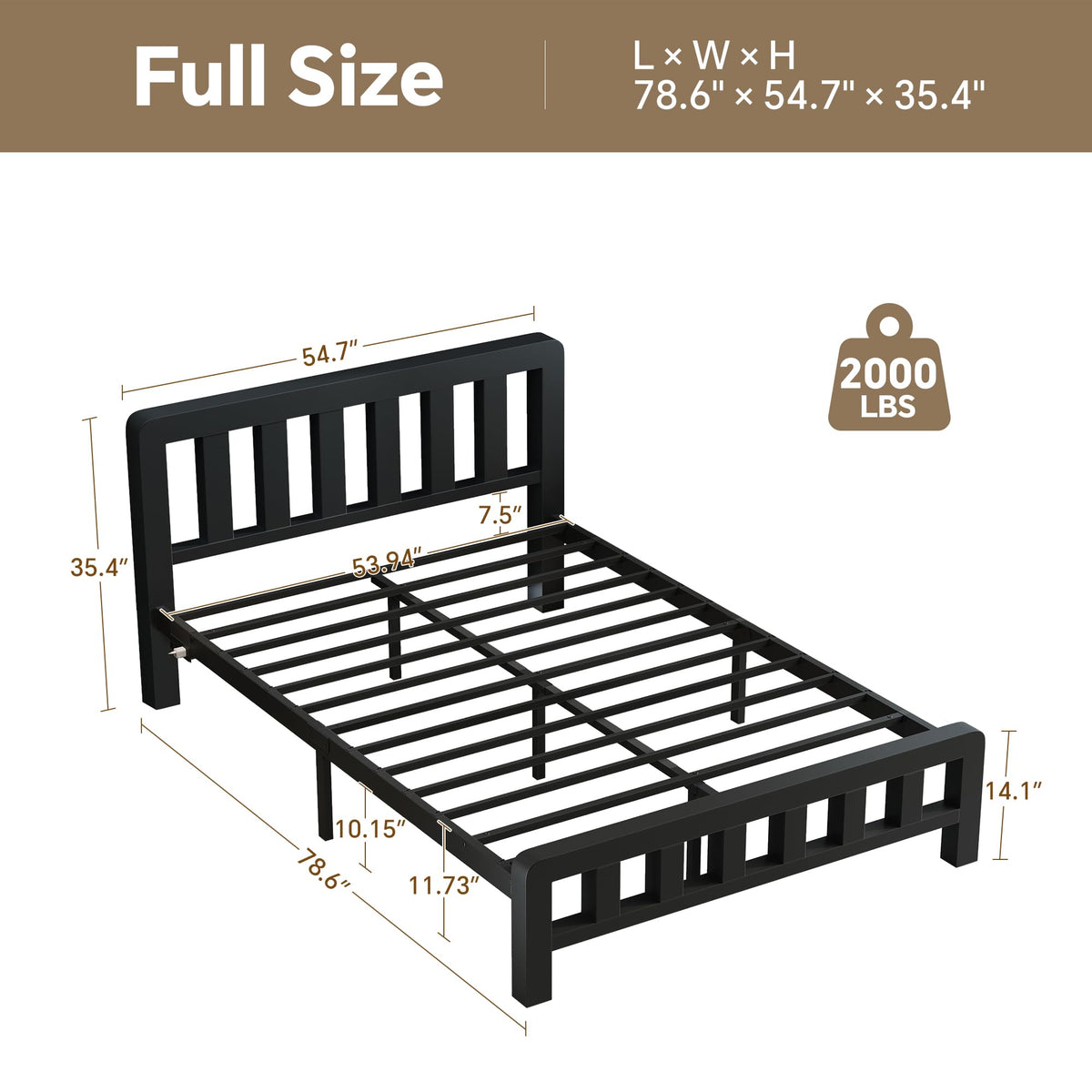 Full Metal Platform Bed Frame with USB-C Charging Station F53548