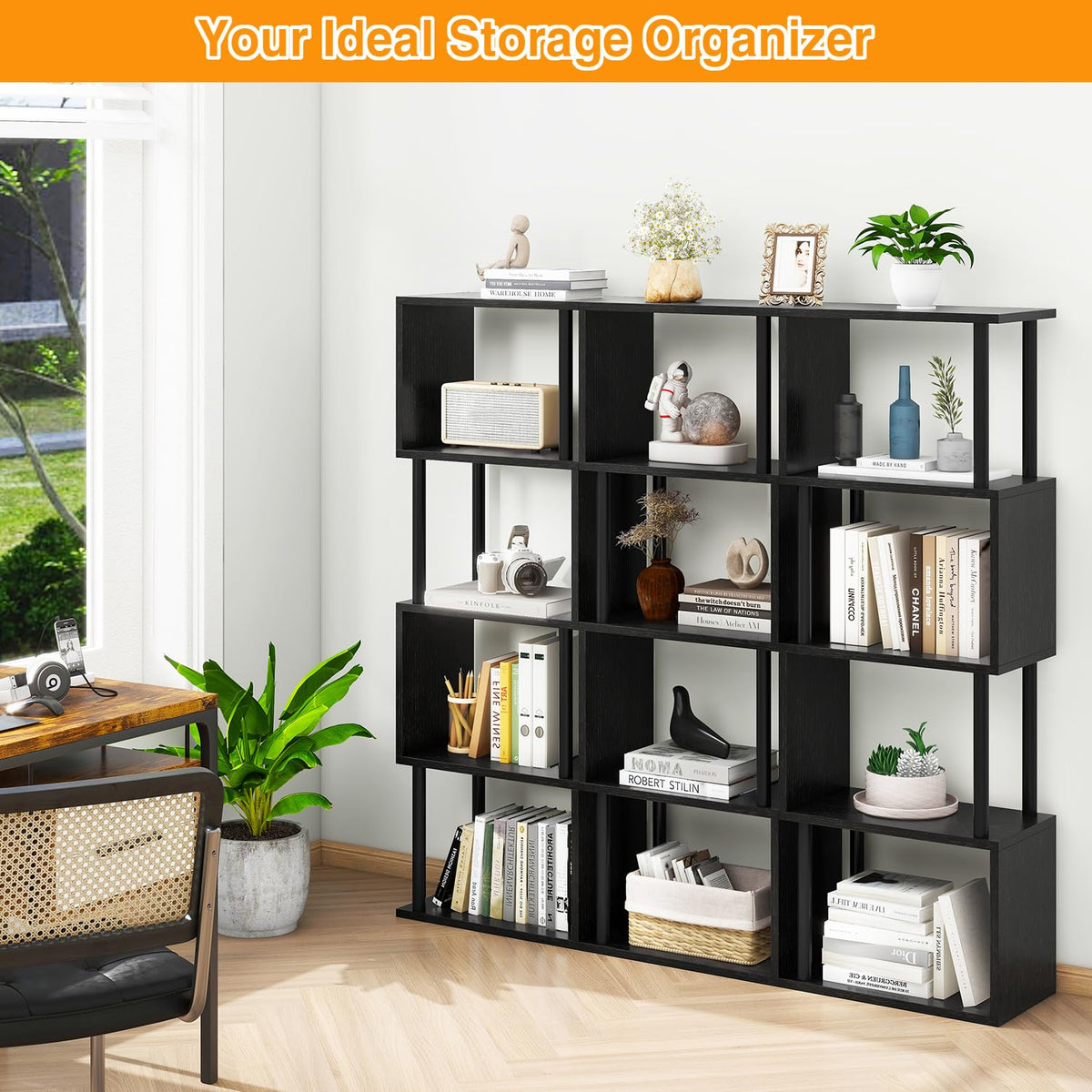 5-Tier Black Bookshelf W16135