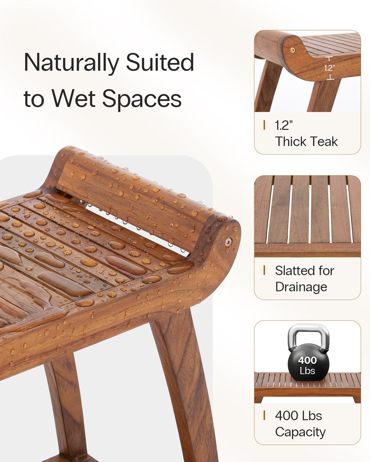 Teak Shower Bench with Storage Shelf G17190