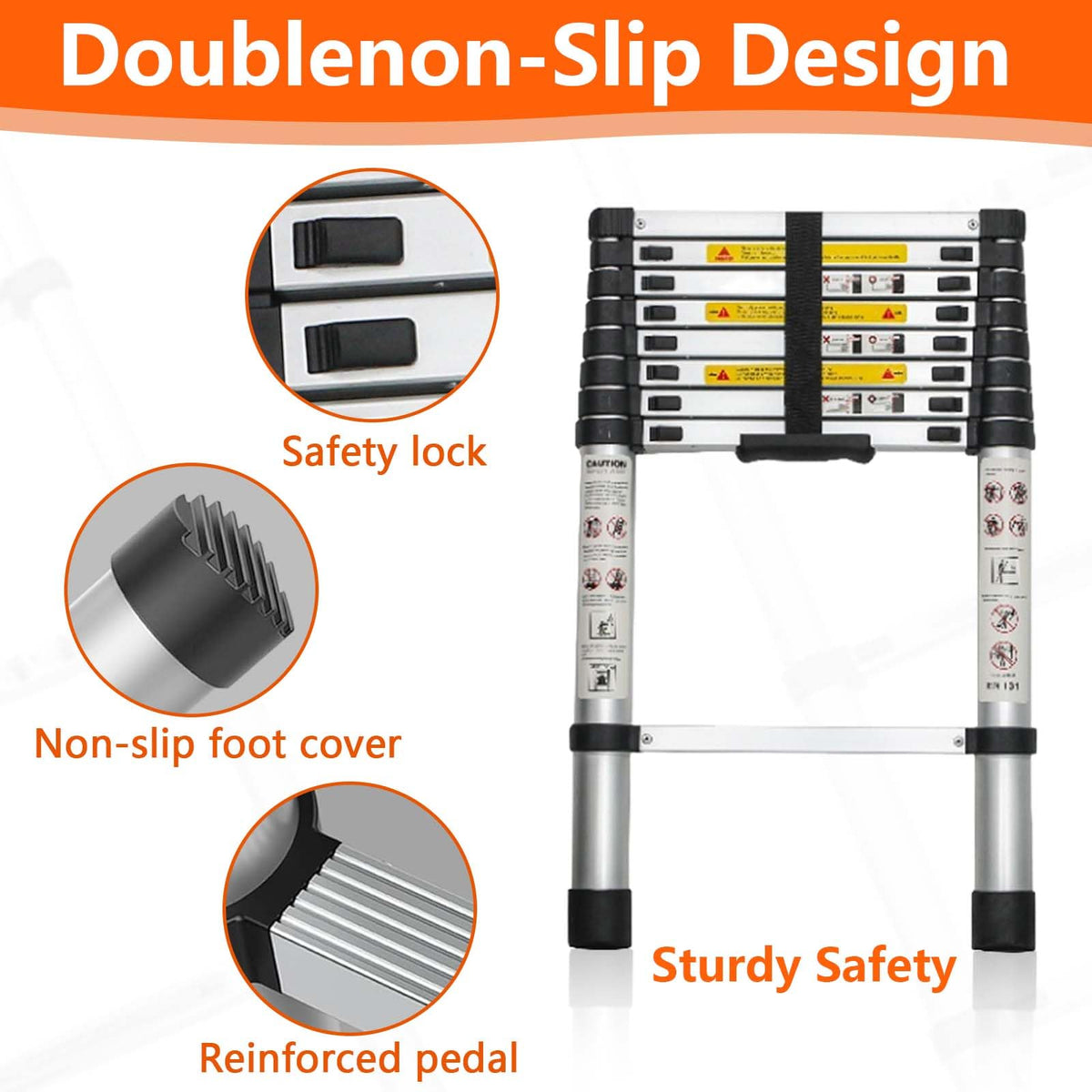16.5 FT Aluminum Telescopic Ladder 330lbs Capacity V747278