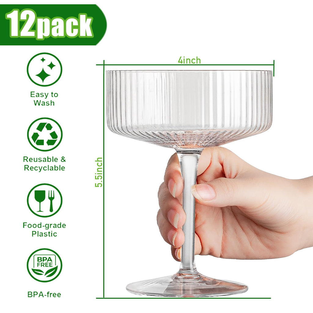 12 Pcs 10oz Acrylic Stem Cocktail Glassware Set U747585