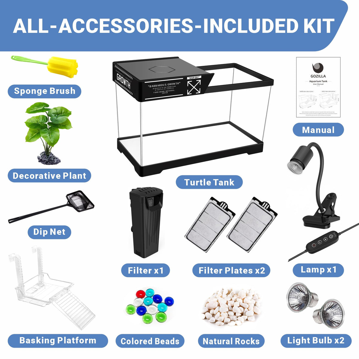 Aquatic Turtle Tank with Lamp and Filter Kit G283