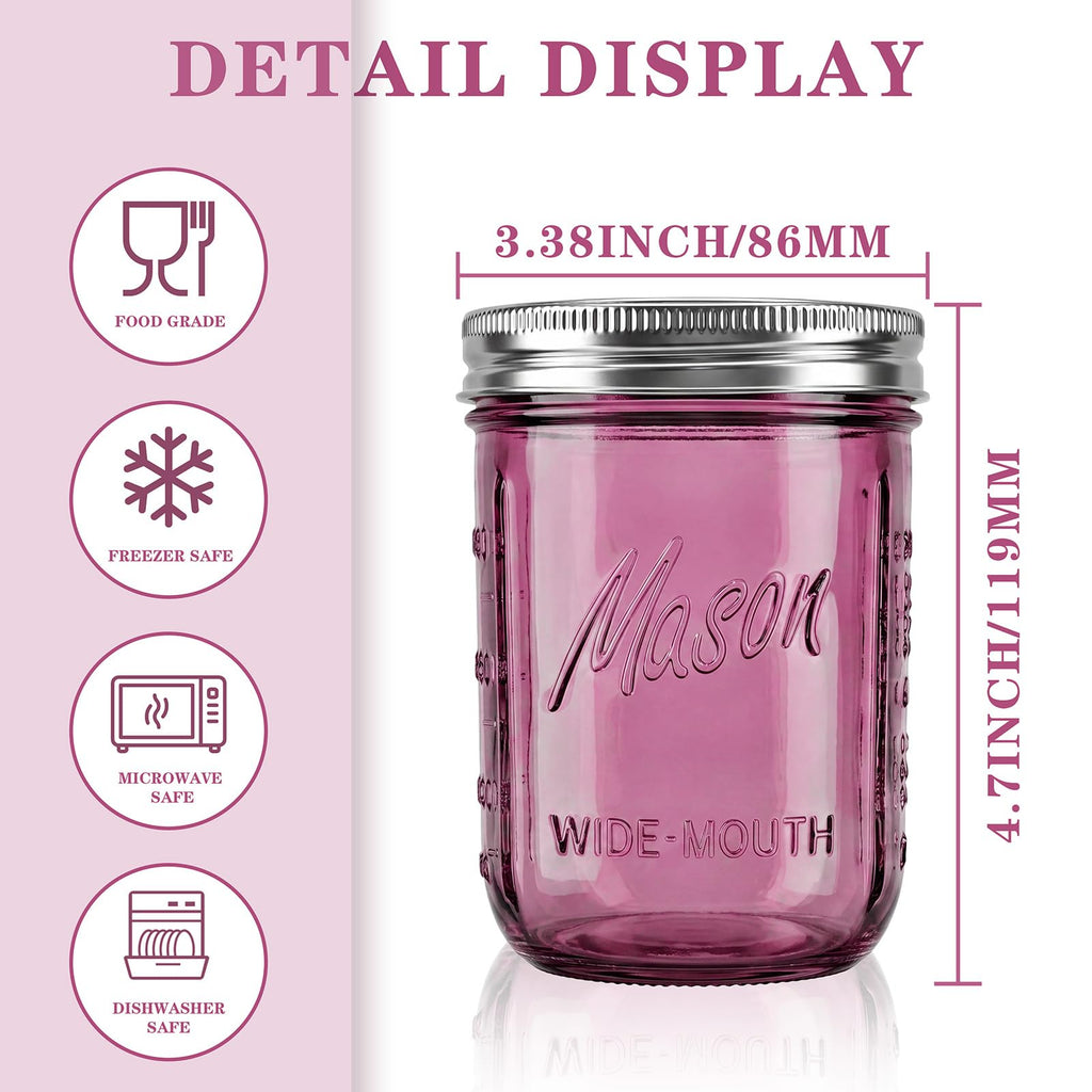 12 Pack 16 oz Wide Mouth Mason Jars with Lids Y59882