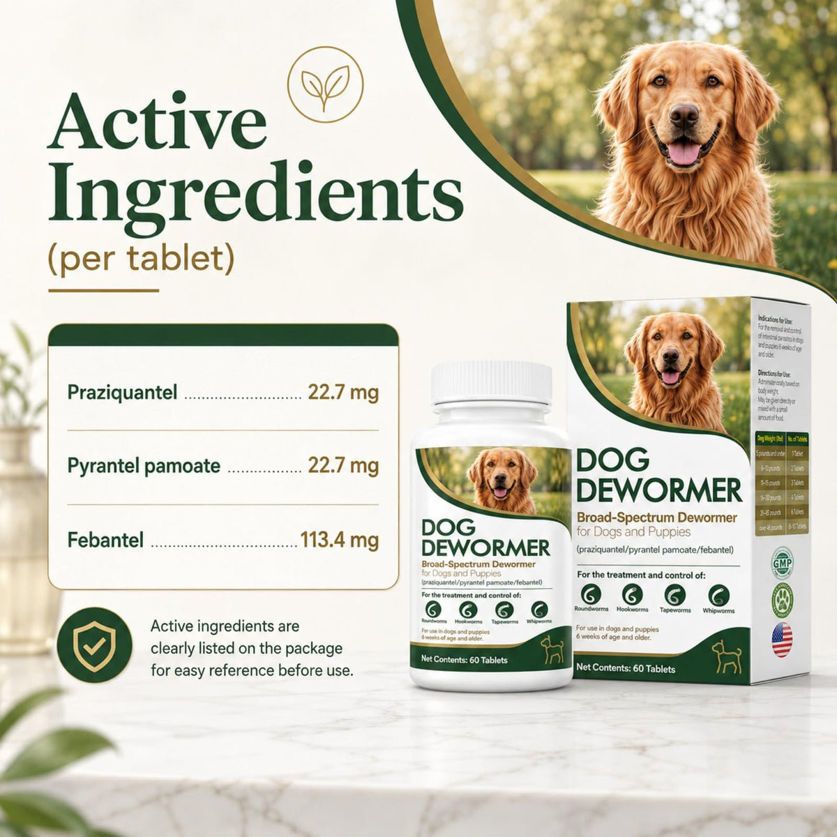 Dewormer for Dogs, 60 Tablets S550137