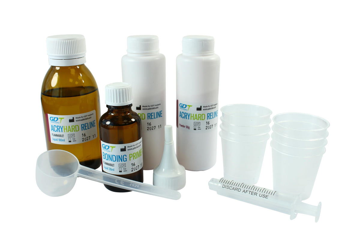 Hard Denture Reline Kit, Acrylic-Based, Self-Curing, Translucent Pink T96666