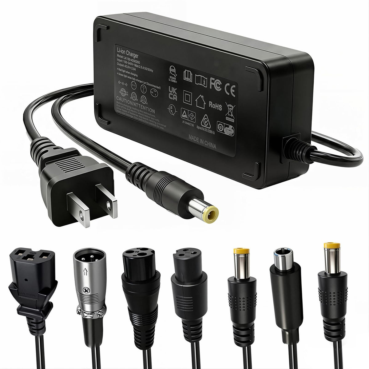 42V 2A Electric Scooter Charger with 7 in 1 Plugs A2244