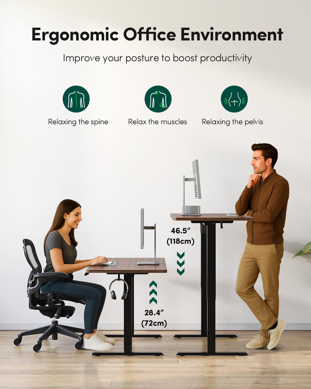 48 x 24 Black Walnut Adjustable Standing Desk Z83425