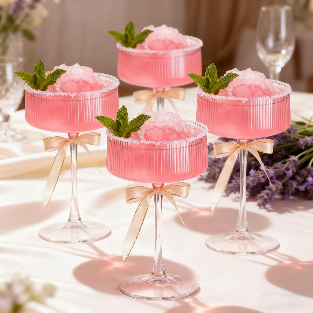 10 oz Ribbed Coupe Glasses Set of 6 X94582