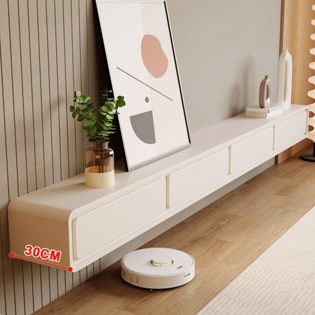 Cream White Floating TV Stand with Drawers S958