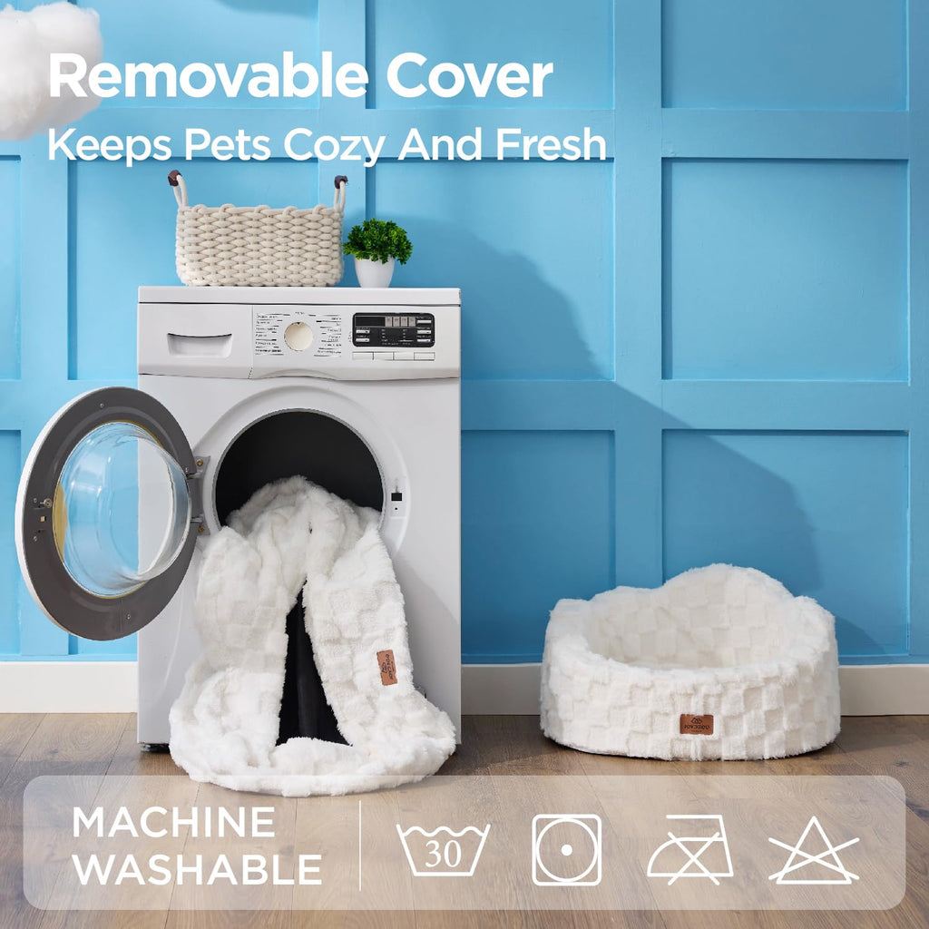 Washable Dog Bed with Orthopedic Foam White Q377