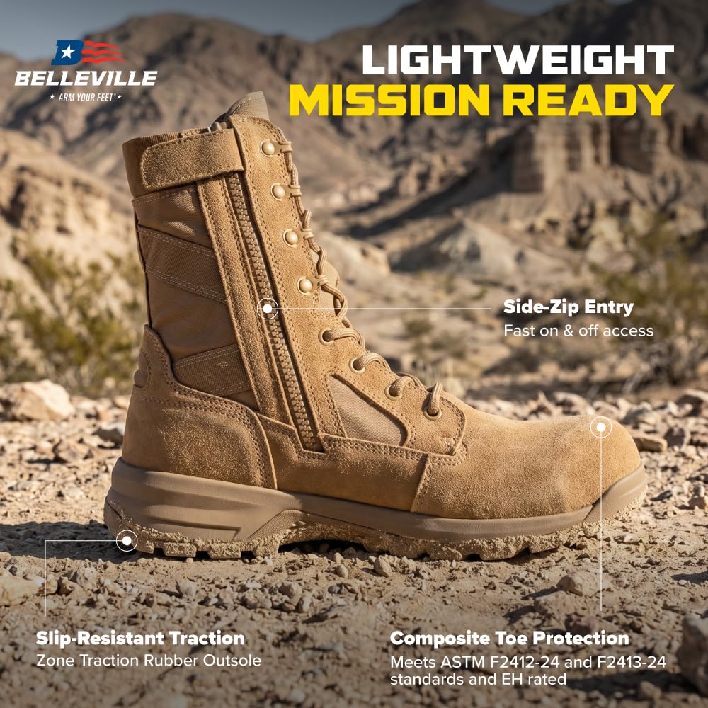 Composite Toe Leather Side Zip Tactical Boots I157723
