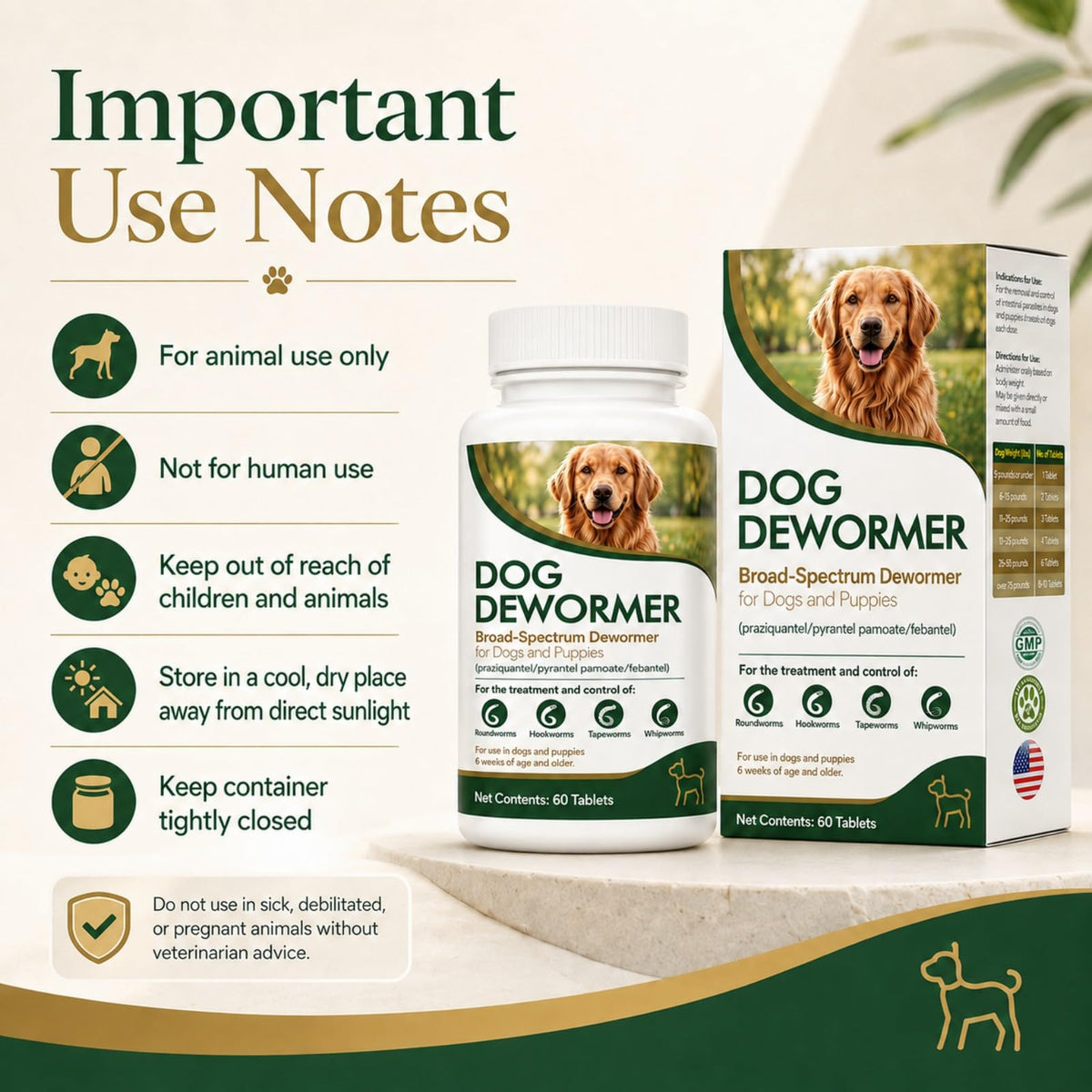 Dewormer for Dogs, 60 Tablets S550137