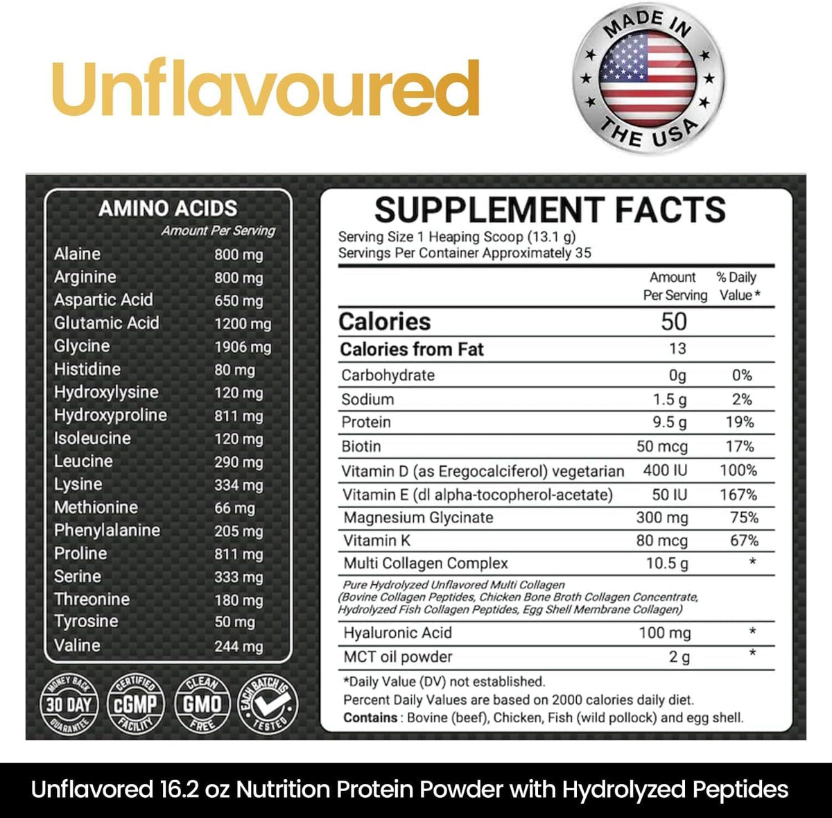 16.2 oz Unflavored Hydrolyzed Collagen Peptides Powder Z32613