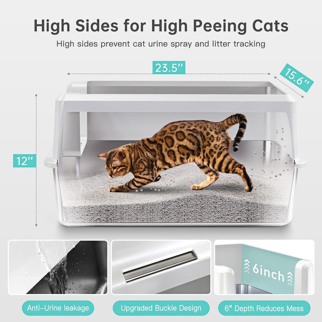 Stainless Steel XL Cat Litter Box with Scoop D7825