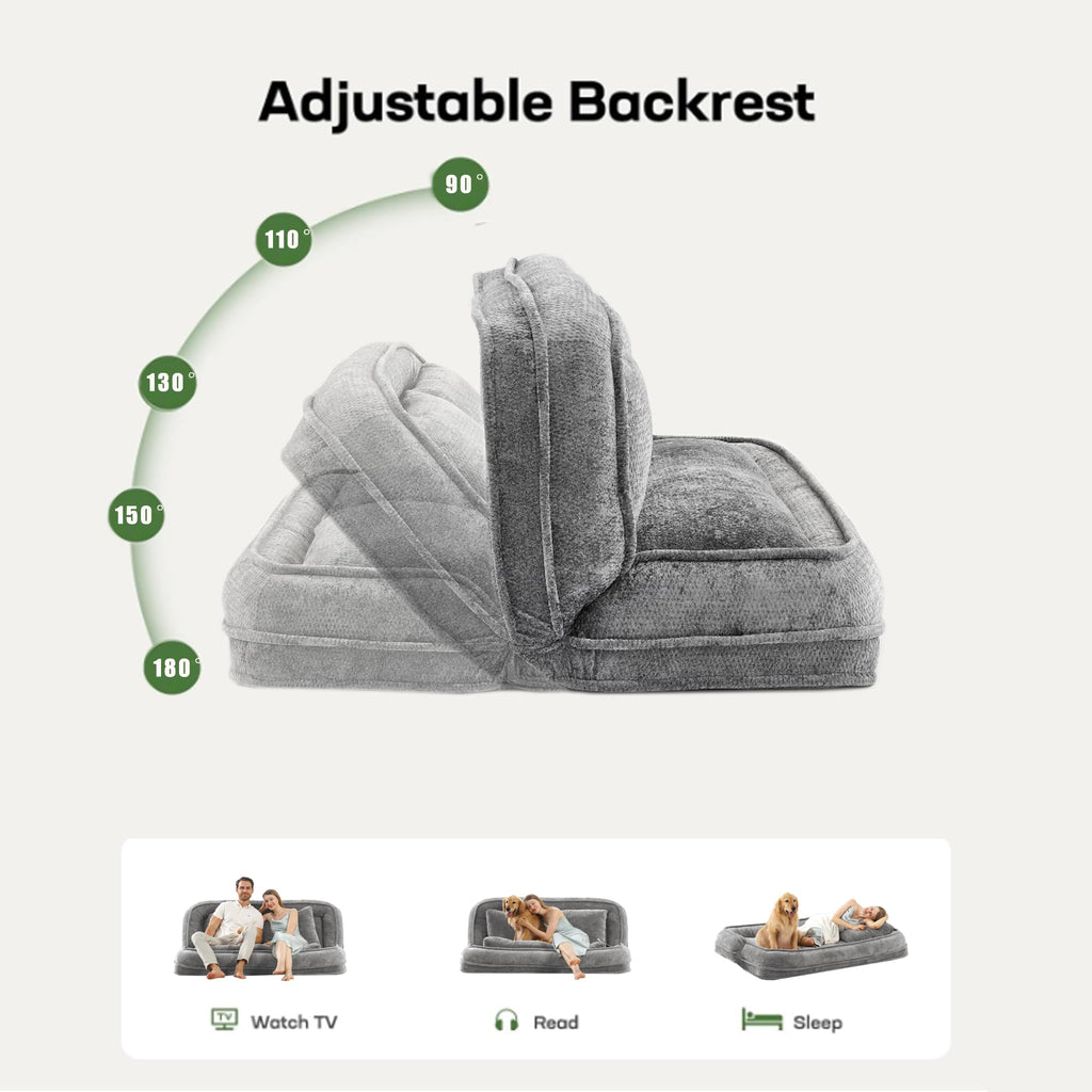 Light Gray Folding Floor Sofa Bed T829