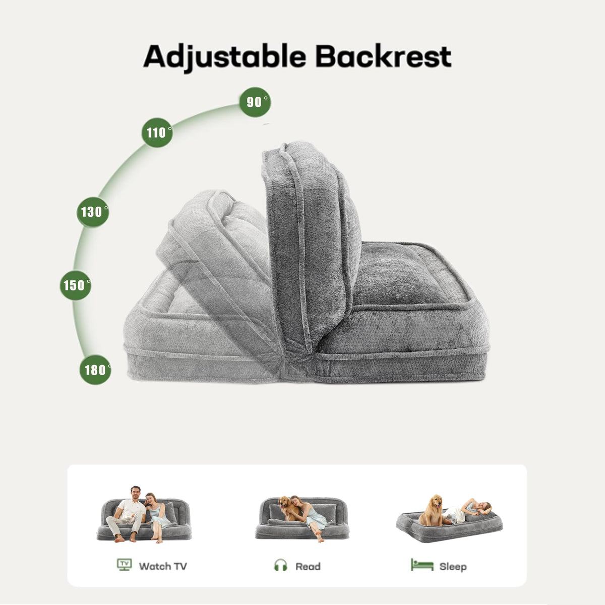 Light Gray Folding Floor Sofa Bed T829