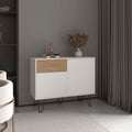 White Console Table with Two Cabinets, One Drawer and Four Shelves H16078