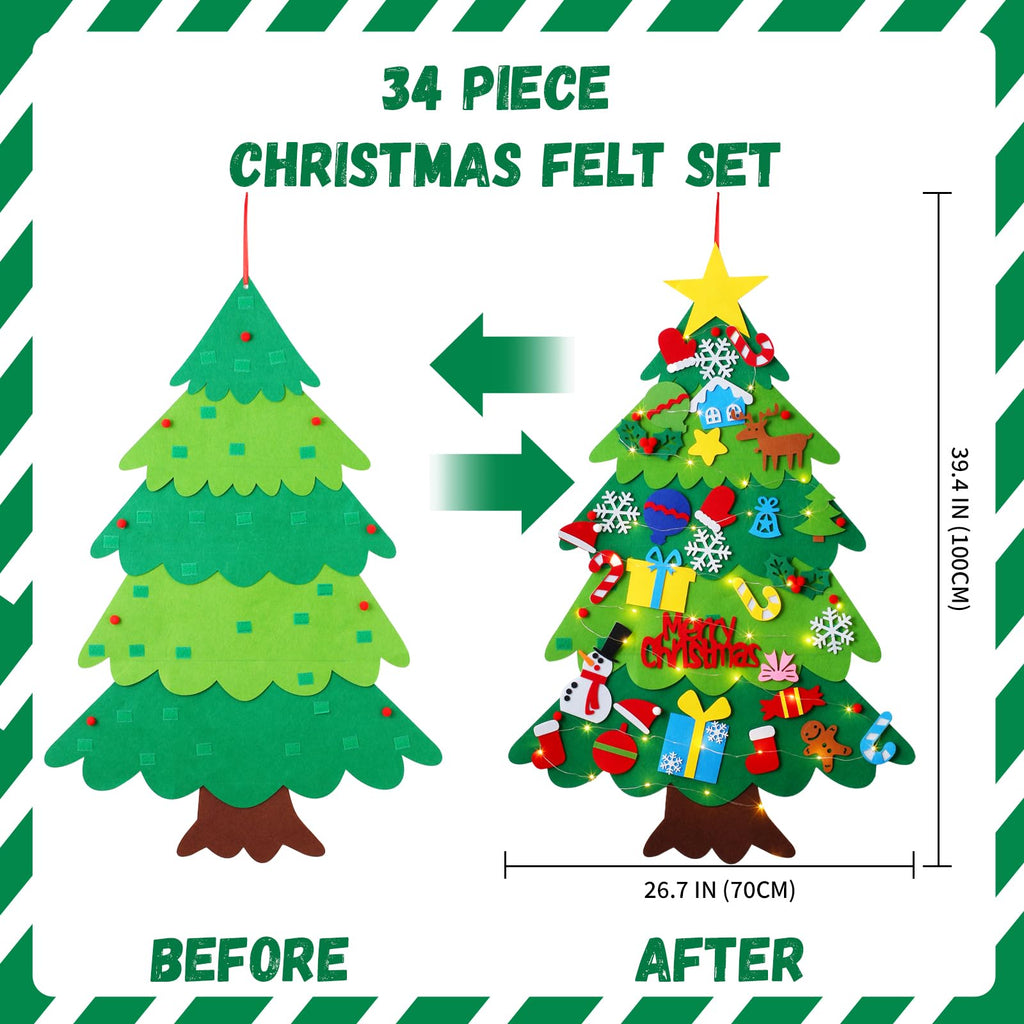 Felt Christmas Tree with 34 Ornaments R8207