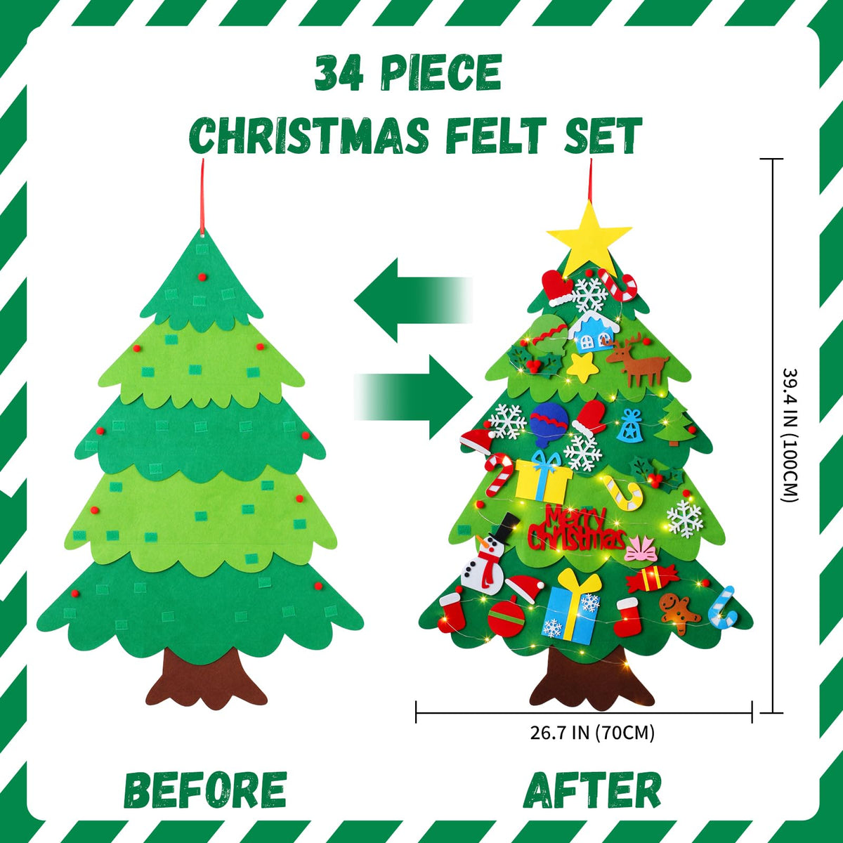 Felt Christmas Tree with 34 Ornaments R8207