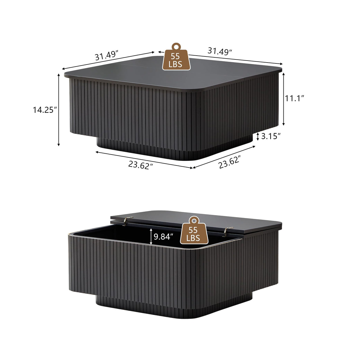 31.5" Square Coffee Table with Storage H290