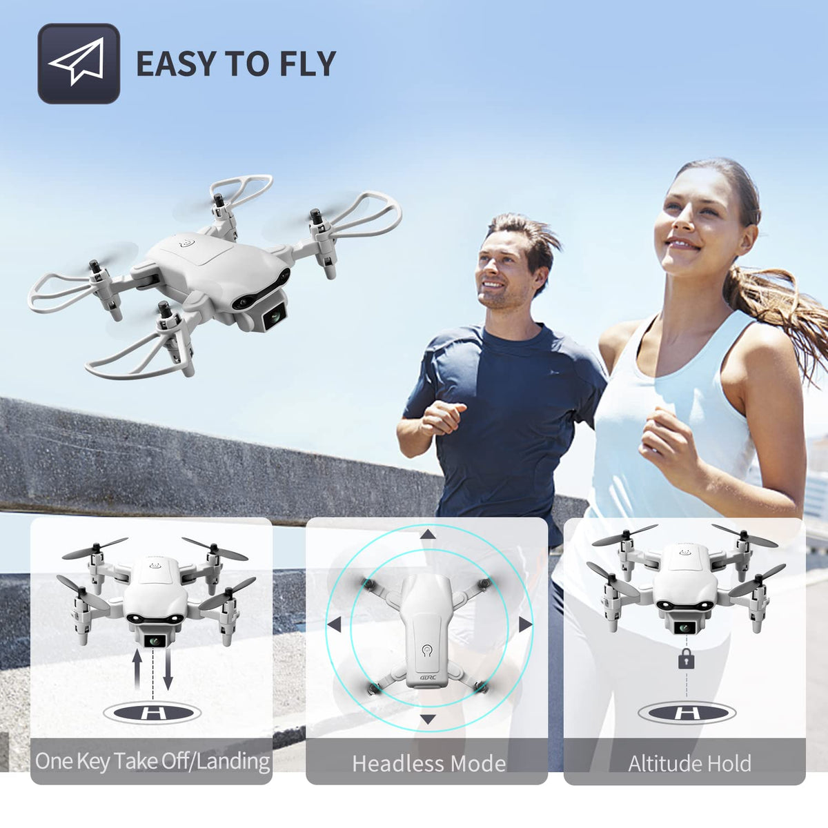 Mini Drone with 1080P HD Camera, 3 Batteries, Gray Z899476