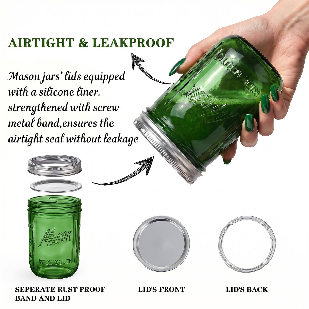 12 Pack 16 oz Wide Mouth Mason Jars with Lids Y59882