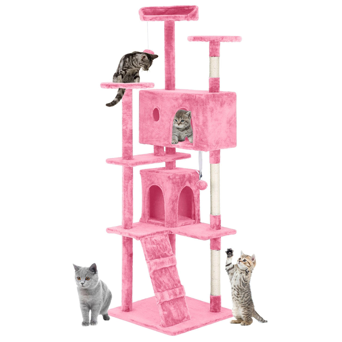 70 inch Multi-Level Cat Tree Tower with Scratching Posts T88348