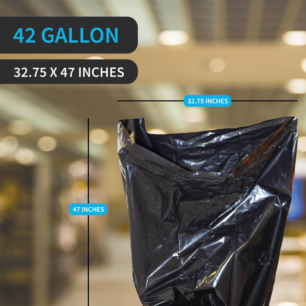 42 Gallon 3 MIL Black Heavy Duty Contractor Bags U9493