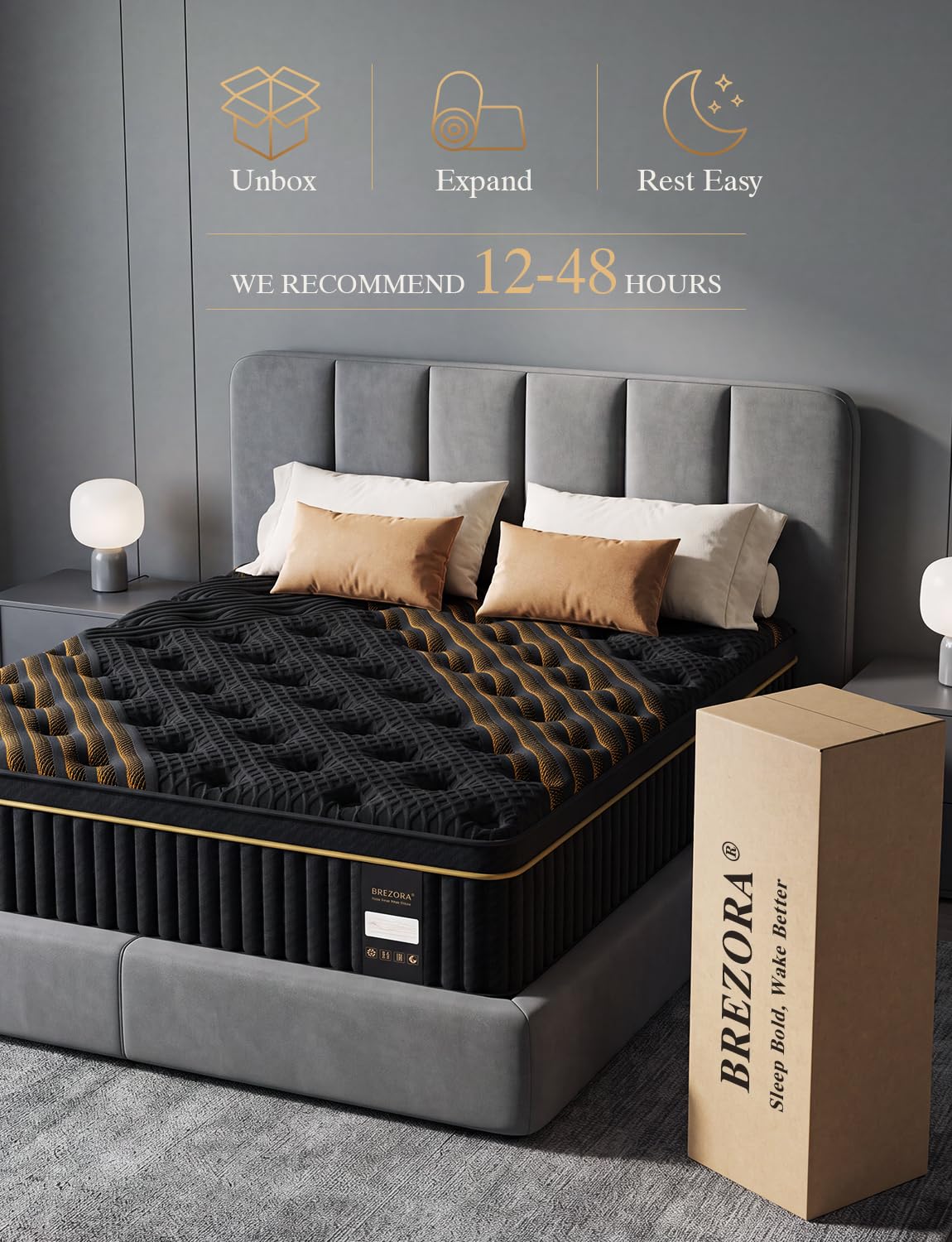Full Size Firm 14 Inch Cooling Hybrid Mattress in a Box T735966