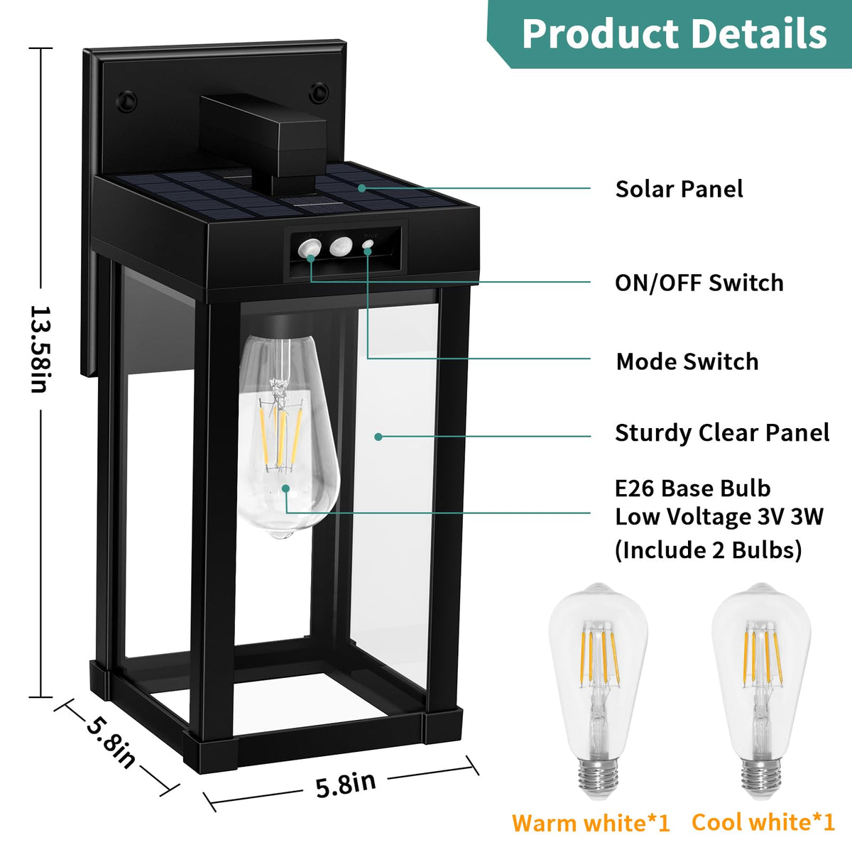 Solar Wall Lights Outdoor with Motion Sensor Y8277