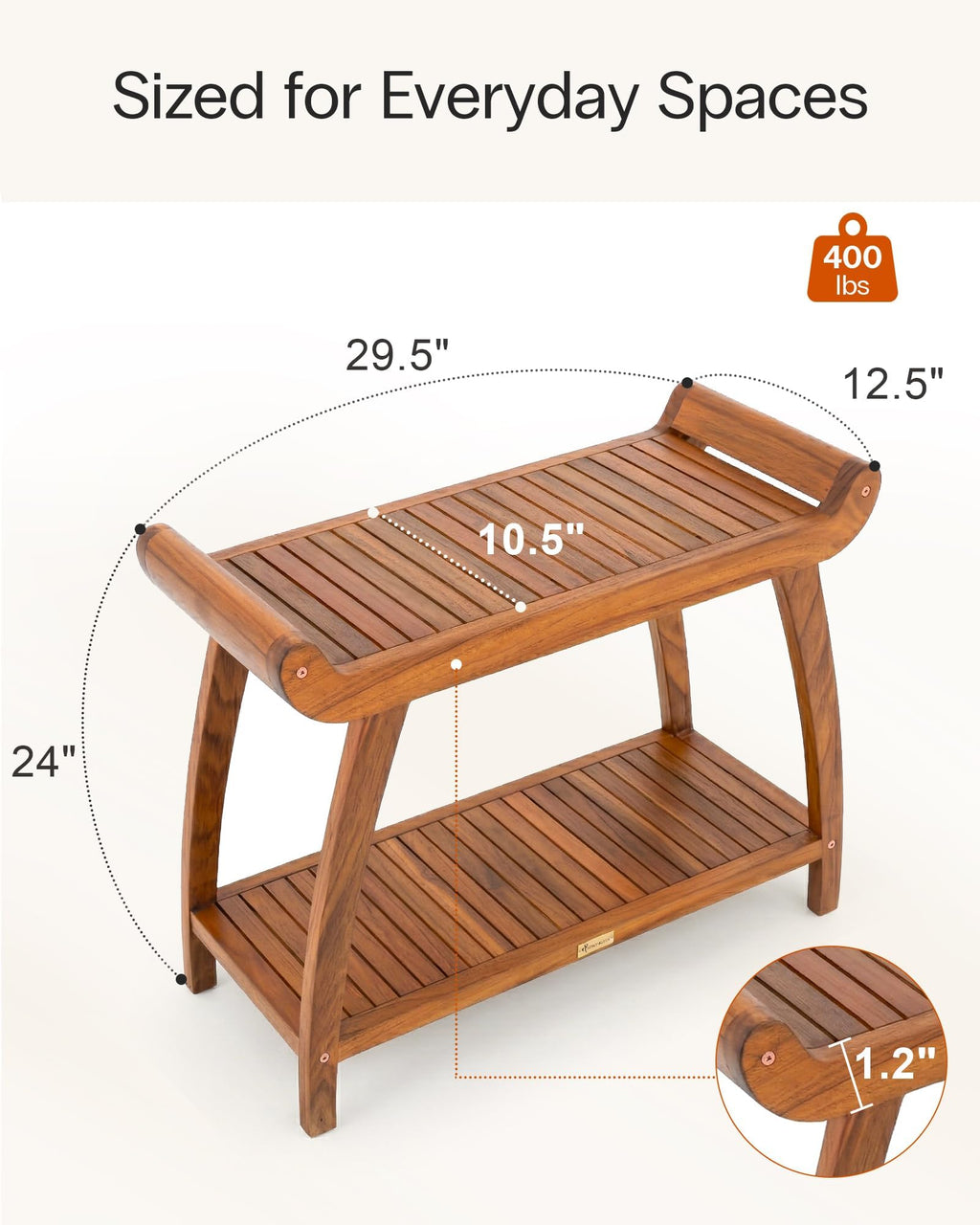 Teak Shower Bench with Storage Shelf G17190