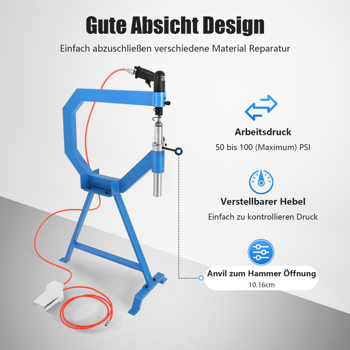 Pneumatic Planishing Hammer with 1"/2"/3" Anvils P9187