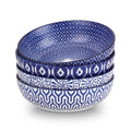 Ceramic Pasta Bowls Set of 4, 30 OZ Vintage Blue F85444