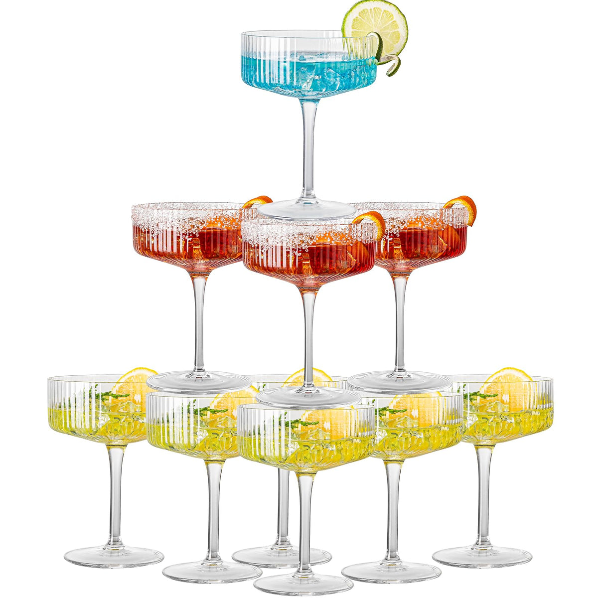 12 Pcs 10oz Acrylic Stem Cocktail Glassware Set U747585