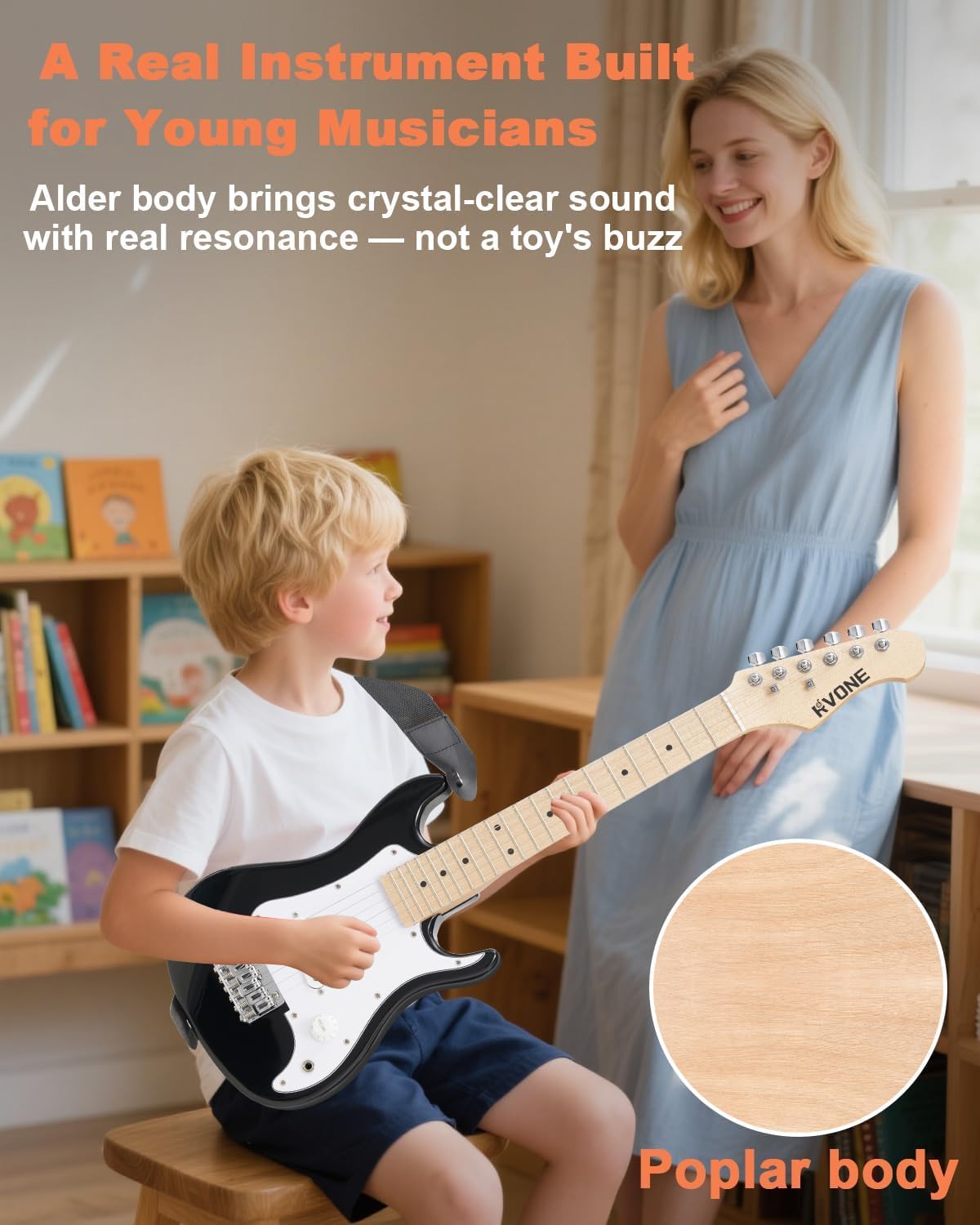 30 Inch Kids Electric Guitar Kit with 5W Amp Black C5660